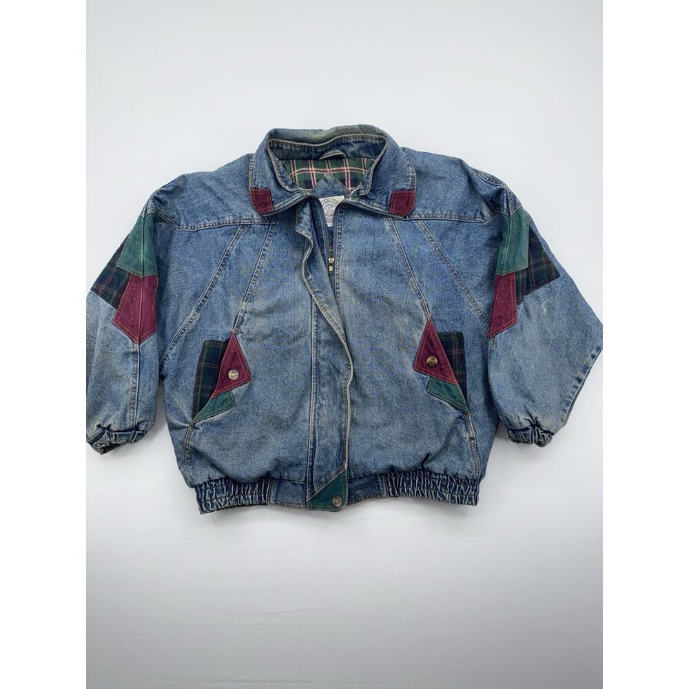 Rare Vintage Current Seen Denim Jacket 70s/80s Plaid Lining Medium Bomber Jacket